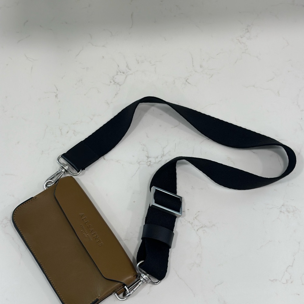 All Saints Tan and Black Belt Bag